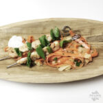 Basilikum, Birnen, Foodblog, Garnelen, Garnelen-Basilikum-Spiesse auf Karotten-Birnen-Salat, Glutenfrei, Karotten, Kokos, Kokos-Schaum, Lactosefrei, Laktosefrei, Paleo, Vegetarisch,